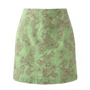 Lilly Pulitzer Lime Green with Embroidered Pineapples & Flowers A-Line Skirt